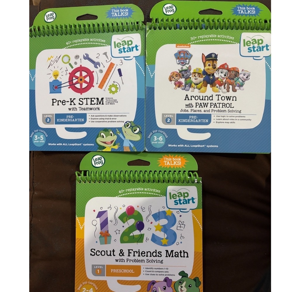 Leapfrog Leap start set of 3 educational books ages 2-5 Paw Patrol ABC 123 etc